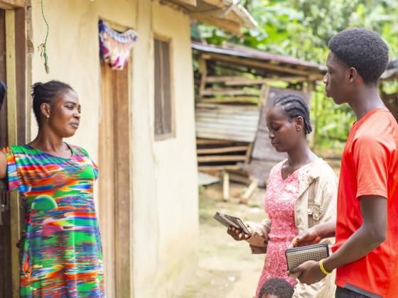 Sharing literature at a family home